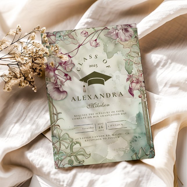 Invitation Fête de graduation Fleur sauvage colorée (Créateur téléchargé)