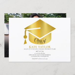 Invitation Fête de graduation Gold Photo Moderne