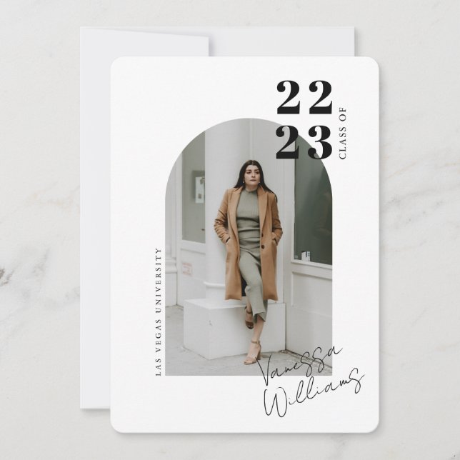 Invitation Fête de graduation minimaliste de l'arc moderne (Devant)