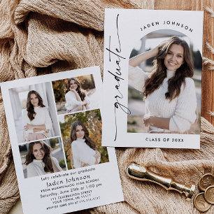 Invitation Fête de graduation minimaliste moderne de 5e année