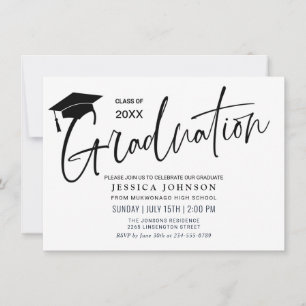 Invitation Fête de graduation minimaliste simple moderne
