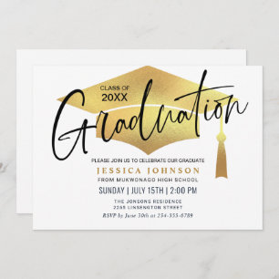 Invitation Fête de graduation minimaliste simple moderne