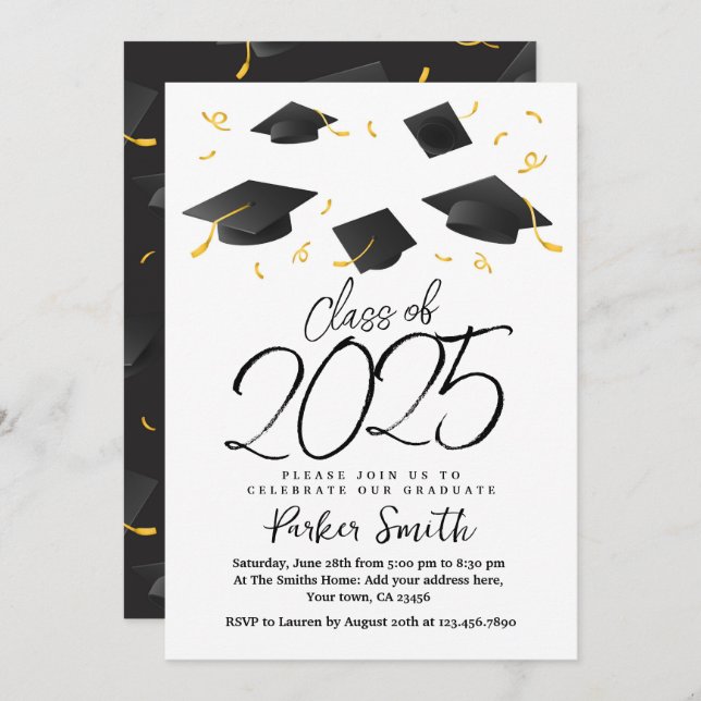 Invitation Fête de graduation moderne (Devant / Derrière)