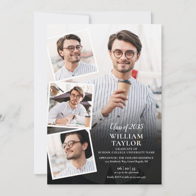 Invitation Fête de graduation moderne 5 Photo Collage Invitat (Devant)