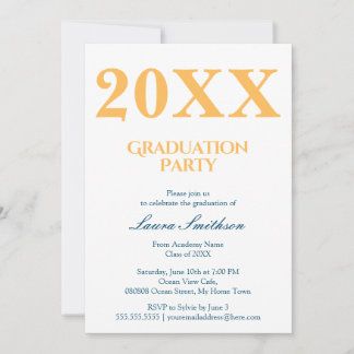 Invitation Fête de graduation moderne jaune et bleu