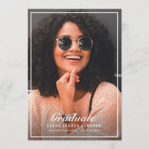 Invitation Fête de graduation photo à double face encadrée