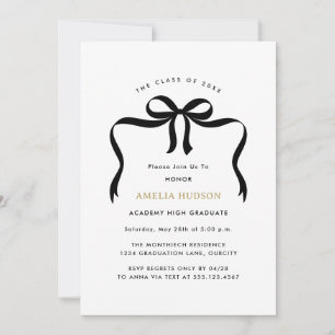 Invitation Fête de graduation photo branchée Bow