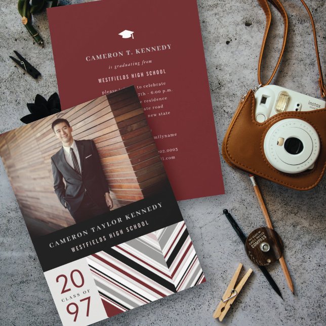 Invitation Fête de graduation photo classique moderne à la br (Créateur téléchargé)