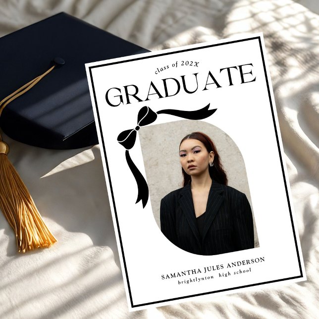 Invitation Fête de graduation photo de script de bow moderne (Créateur téléchargé)