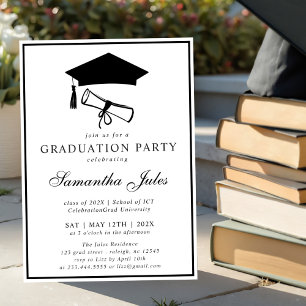 Invitation Fête de graduation photo de script moderne
