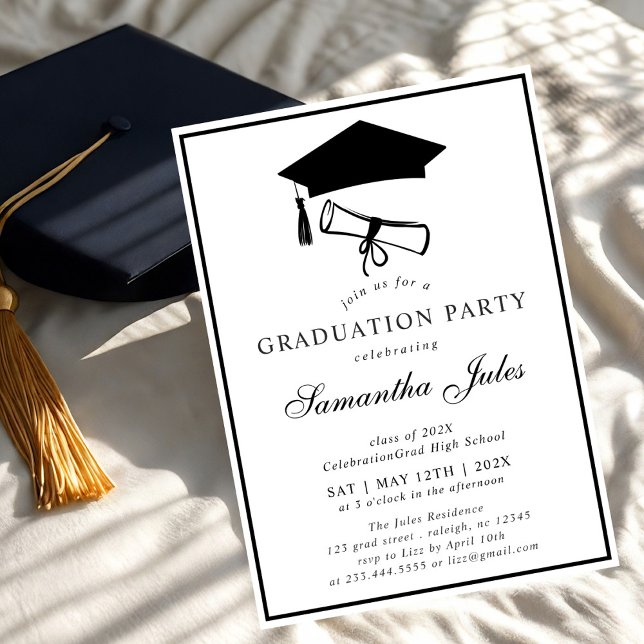 Invitation Fête de graduation photo de script moderne (Créateur téléchargé)