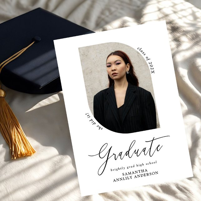 Invitation Fête de graduation photo de script moderne (Créateur téléchargé)