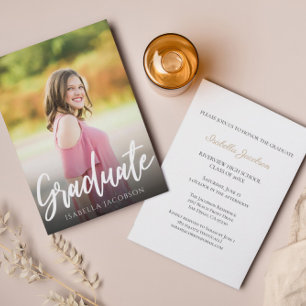 Invitation Fête de graduation photo manuscrite de script