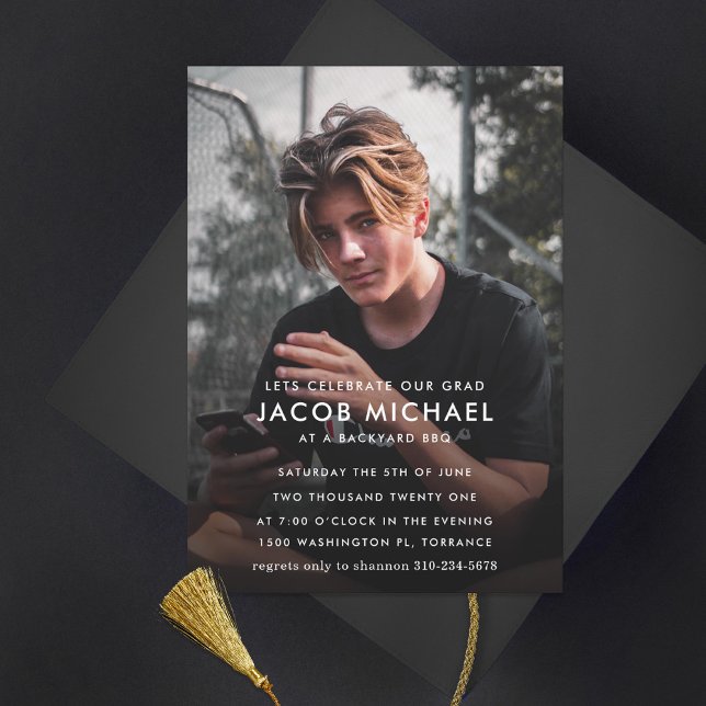 Invitation Fête de graduation photo minimale (Créateur téléchargé)