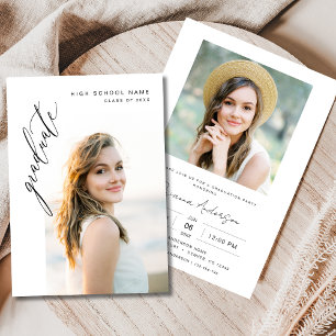 Invitation Fête de graduation photo minimaliste moderne