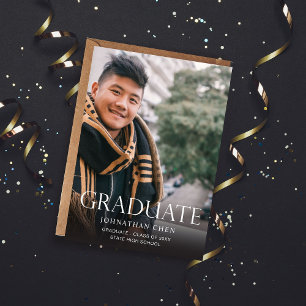 Invitation Fête de Graduation Photo Mod Vertical Dark
