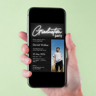 Invitation Fête de graduation photo murale en noir et blanc