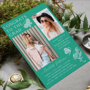 Invitation Fête de graduation photo papillon blanc moderne