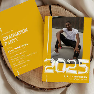 Invitation Fête de graduation photo sportive Jaune