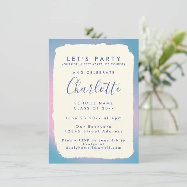 Invitation Fête de graduation photo Super couleur mod (Debout devant)