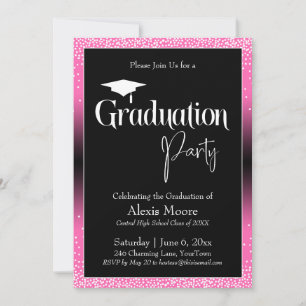 Invitation Fête de Graduation Pink brillant Ombre Confetti