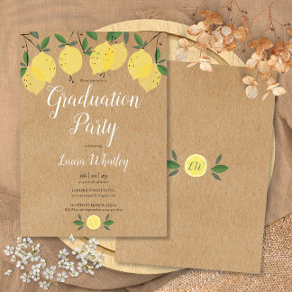 Invitation Fête de Graduation Script de citrons rustiques