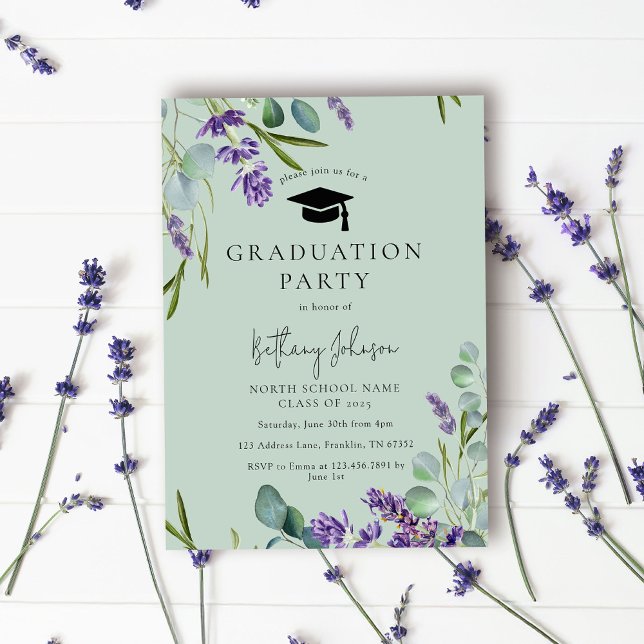 Invitation Fête de graduation verte moderne (Créateur téléchargé)