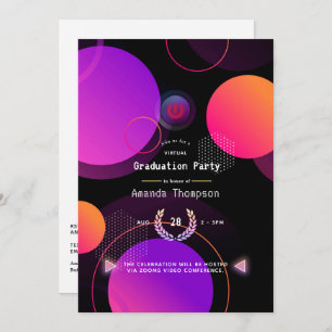 Invitation Fête de graduation virtuelle géométrique brillante