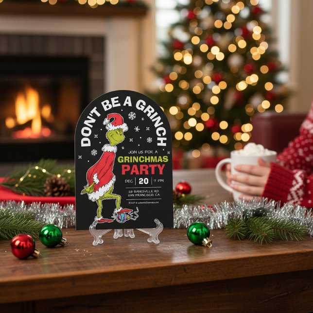 Invitation Fête de Grinchmas "Ne soyez pas un Grinch" (Créateur téléchargé)