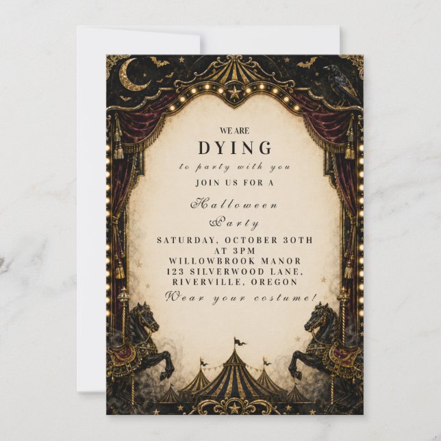 Invitation Fête de Halloween Carnaval Luxueuse (Devant)