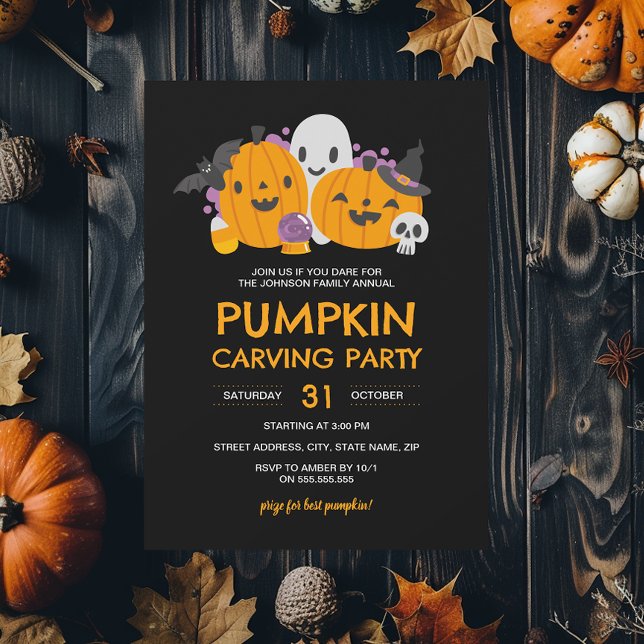 Invitation Fête de Halloween de découpage de citrouille  (Créateur téléchargé)