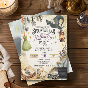 Invitation Fête de Halloween de sorcière de magicien Spooktac