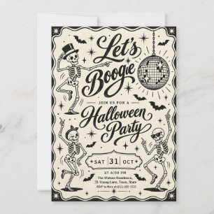 Invitation Fête de Halloween Disco Squelette Rétro