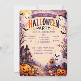 Invitation 👻🎃 Fête de Halloween fantôme sucré et effrayant
