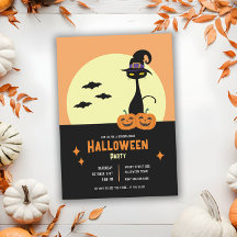 Fête de Halloween personnalisée avec chat noir rét