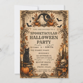 Invitation Fête de Halloween personnalisée vintage