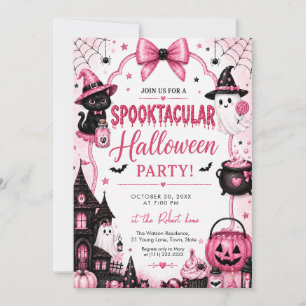 Invitation Fête de Halloween Spectaculaire Coquette Rose