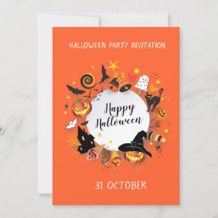 Invitation Fête de Halloween tendance design joyeux