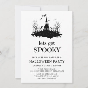 Invitation Fête de Halloween tenue de soirée adulte maison ha