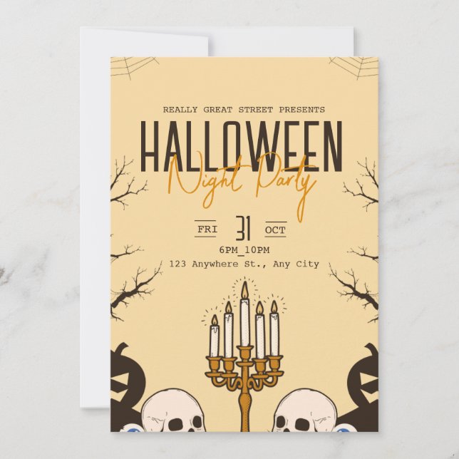 Invitation Fête de Halloween Terrible Vintage, Halloween Modi (Devant)
