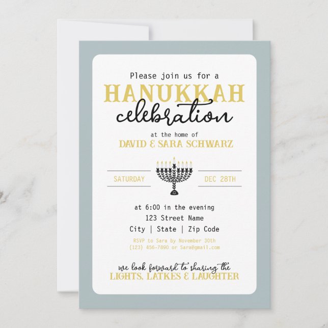 Invitation Fête de HANNUKAH Menorah (Devant)