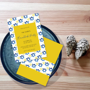 Invitation Fête de Hanouka Aquarelle Étoile de David