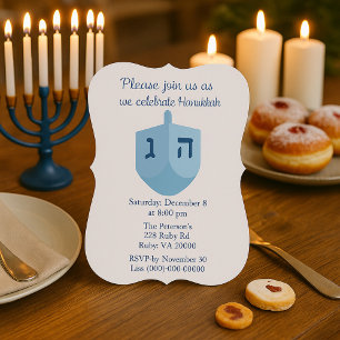 Invitation Fête de Hanoukka bleu et blanc