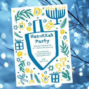 Invitation Fête de Hanoukka Fantaisiste et Mignonne sur Mesur