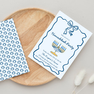 Invitation Fête de Hanukkah festive et fantaisiste dessinée à