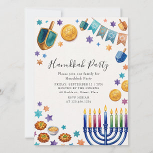 Invitation Fête de Hanukkah Menorah célébration juive