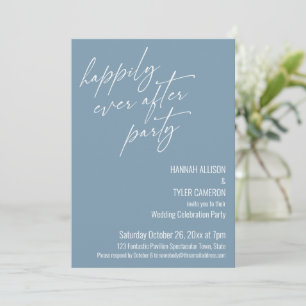 Invitation Fête de « Heureux pour toujours » Bleu Poussiéreux