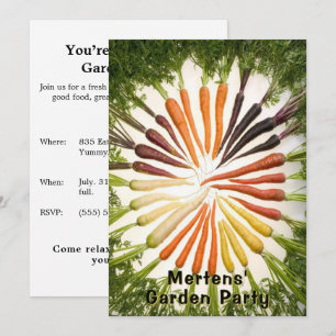 Invitation Fête de Jardin Carotte Arc-en-Ciel Coloré Personna