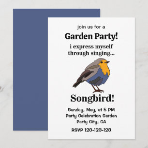 Invitation Fête de jardin de la chanteuse Rouge-gorge
