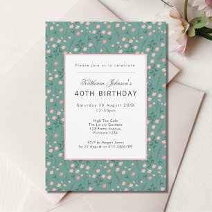 Invitation Fête de jardin de thé en hauteur pour 40e annivers